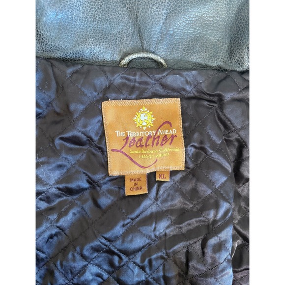 The Territory Ahead Leather  Bomber Jacket Men's XL Brown‎ Green - Picture 9 of 9